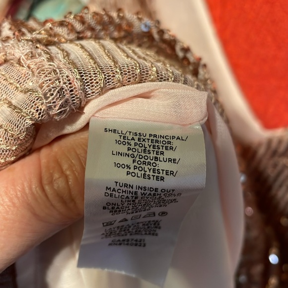 LOFT women’s medium 8 10 blouse Sequin V-Neck tank sleeveless pink shell party - Picture 5 of 6